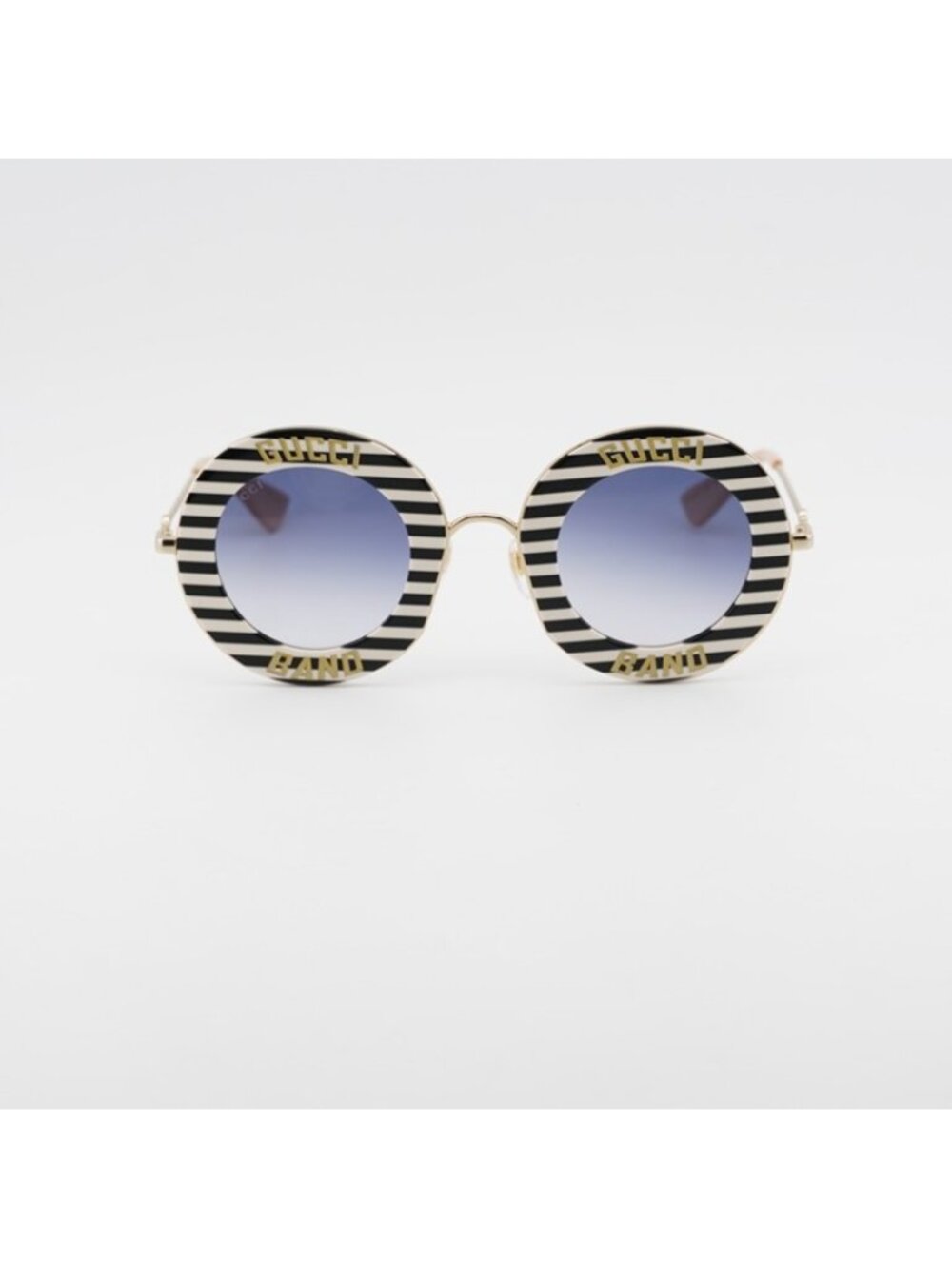 Gucci GG0113S 008 Sunglasses Black Round Frame, Blue Gradient Lenses - Picture 3 of 11